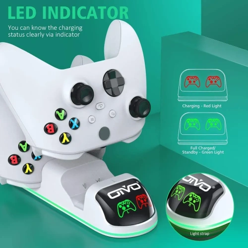 Зарядная станция Xbox Series S/X - Xbox One Charging Dock + 2 АКБ 1300 mAh White IV-X131W OIVO